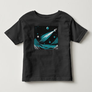 Camiseta Infantil – Foguete Espacial Cinza e Azul