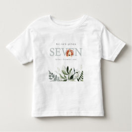 Camiseta Infantil Folhagem de Leão Cute Boho 7 Sete Aniversário Eleg