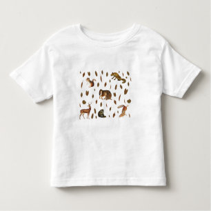 Camiseta Infantil Folhas de outono de Animais Florestais