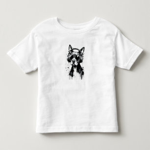 Camiseta Infantil fones de ouvido de cães legal Coroa preta e tinta