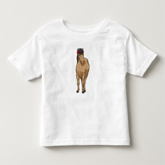 Camiseta Infantil Fones de ouvido Música de Cavalo (Frente)