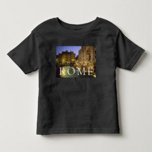 Camiseta Infantil Fonte de Trevi à Noite   Roma, Lazio, Itália