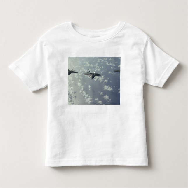 Camiseta Infantil Formação de três navios de Raptores F-22 (Frente)