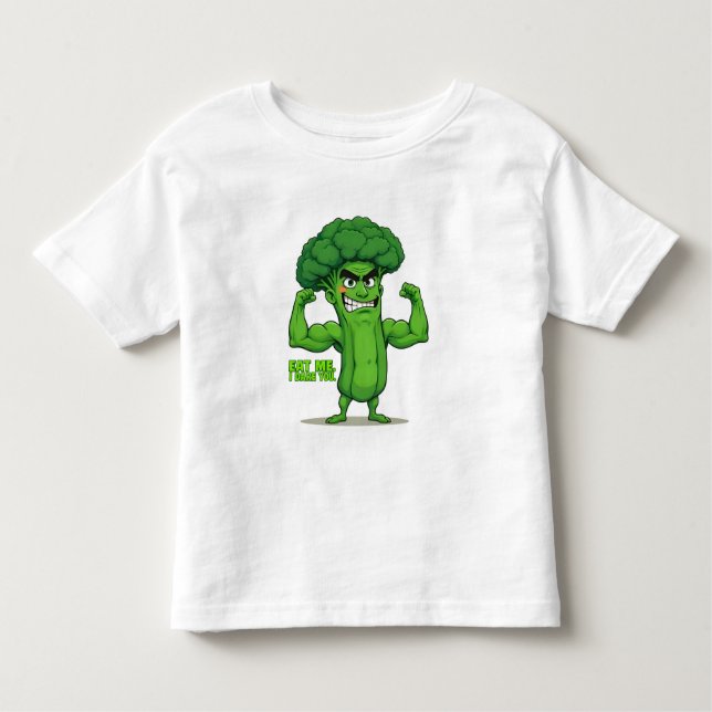Camiseta Infantil Forte Veggies Club-Flexível Brócolis Funny Cartoon (Frente)