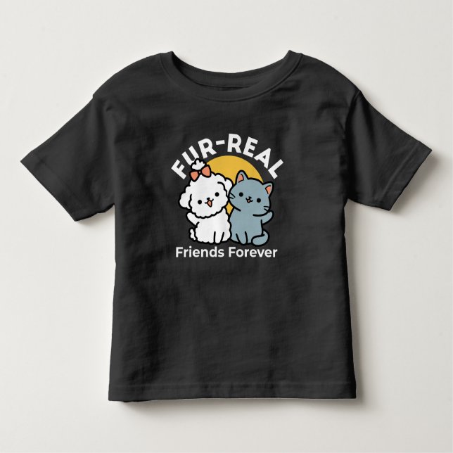 Camiseta Infantil Fortes Amigos Para Sempre | Gato e Cão Cachorro Du (Frente)