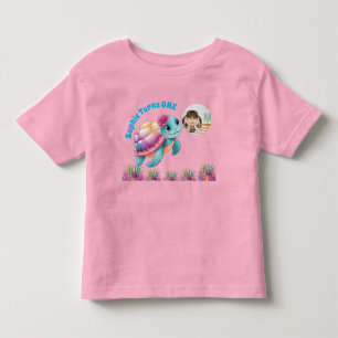 Camiseta Infantil Foto de Aniversário de Tartaruga Marinha Branca