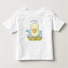 Camiseta Infantil Foto de desenho animado de bebê amarelo-branco