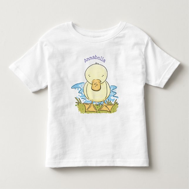Camiseta Infantil Foto de desenho animado de bebê amarelo-branco (Frente)