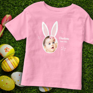 Camiseta Infantil Foto de Menina com "Bunny Ears" e Páscoa de Nomes