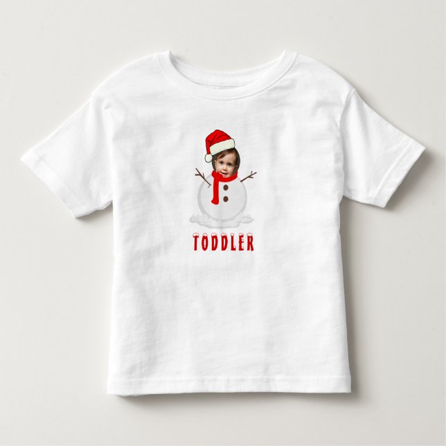 Camiseta Infantil Foto Engraçada Face Snowman Natal (Frente)