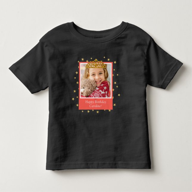 Camiseta Infantil Foto para Crianças Personalizadas Feliz Aniversári (Frente)