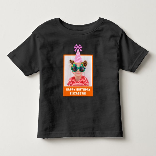 Camiseta Infantil Foto para crianças personalizadas Parabéns com cha (Frente)