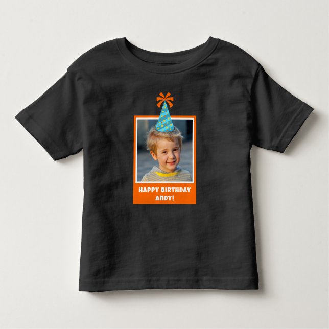 Camiseta Infantil Foto para crianças personalizadas Parabéns com cha (Frente)
