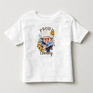 Camiseta Infantil Foto Personalizada de Caubói com Texto e Acento de