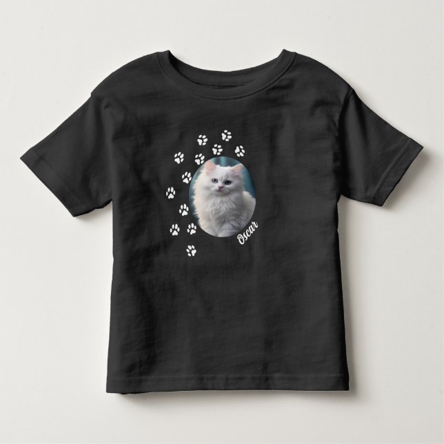Camiseta Infantil Foto Personalizada De Gato E Nome Toddler T-Shirt (Frente)