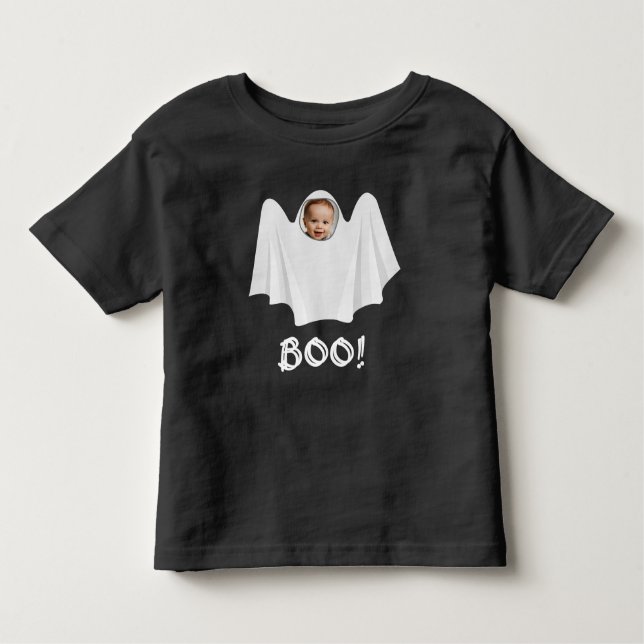 Camiseta Infantil Foto personalizada fantasma boo assustador Feliz D (Frente)