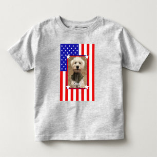 Camiseta Infantil Foto personalizada Quadro EUA Bandeira Americana D