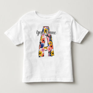Camiseta Infantil Fotografia editável Letras alfabéticas A personali