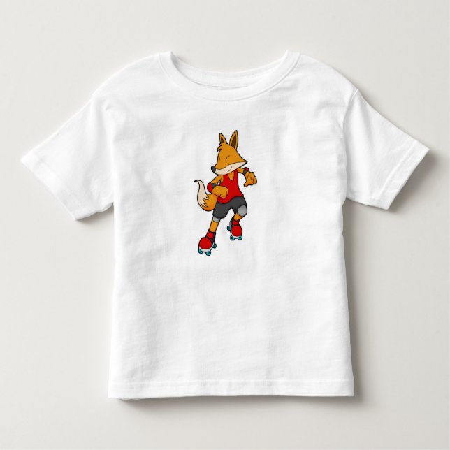Camiseta Infantil Fox como Patinador com skates Roller (Frente)
