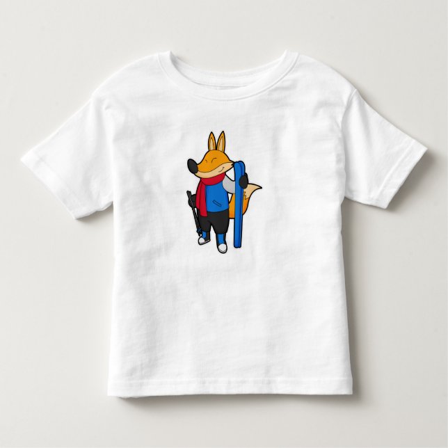 Camiseta Infantil Fox como Skier com Esqui (Frente)