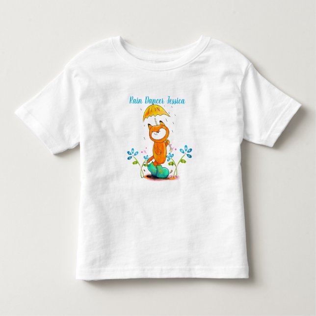 Camiseta Infantil Fox Primavera Inspiradora com Guarda-chuvas (Frente)