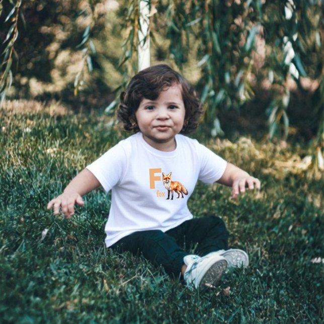 Camiseta Infantil Foxy Learning: Alphabet Toddler T-Shirt Adorável (Criador carregado)