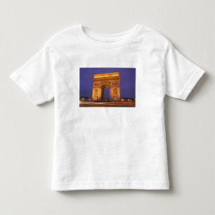 Camiseta Infantil França, Paris, Arco do Triunfo ao crepúsculo.