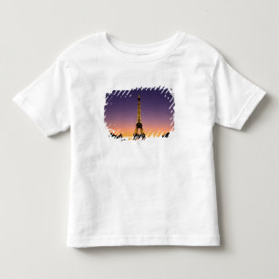 Camiseta Infantil França, Paris, Torre Eiffel ao pôr do sol.