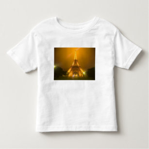 Camiseta Infantil França, Paris. Torre Eiffel iluminada a 3