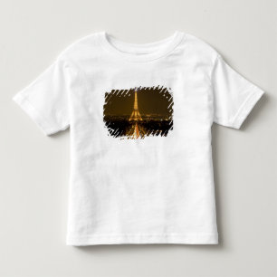 Camiseta Infantil França, Paris. Vista noturna da Torre Eiffel