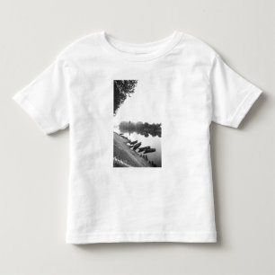Camiseta Infantil FRANÇA, Touraine, O Loire: CHINON Barcos ao longo