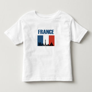 Camiseta Infantil França Viagem - Paris City Skyline French Flag