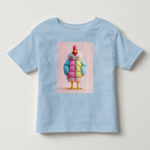 Camiseta Infantil Frango Elegante em Casaco Puffer de Inverno Colori