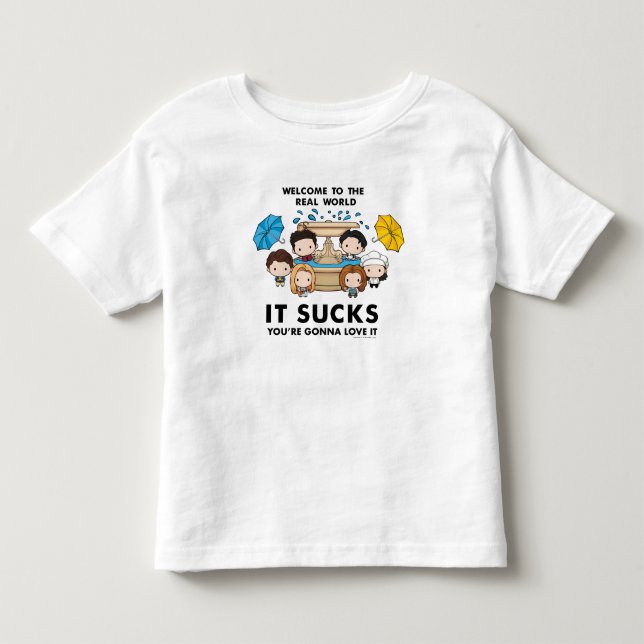 Camiseta Infantil FRIENDS™ | Bem-vindo ao Mundo Real Chibi (Frente)