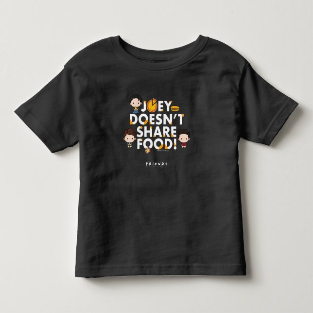 Camiseta Infantil FRIENDS™ | Joey Não Divide Comida Chibi (Frente)