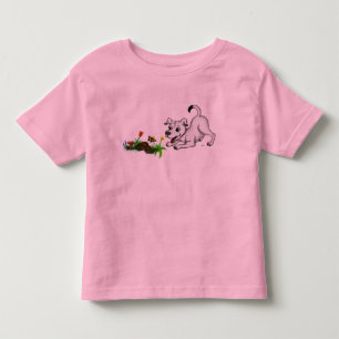 Camiseta Infantil Frühlingserwachen, Welpe mit Schmetterling