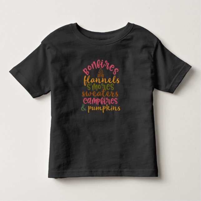Camiseta Infantil Funny Bonfire Flannels S mores Smashing Pumpkin (Frente)