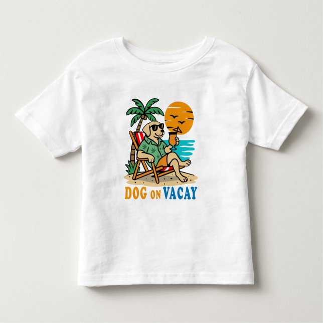 Camiseta Infantil Funny Dog on Vacation T-Shirt | Cute Summer (Frente)