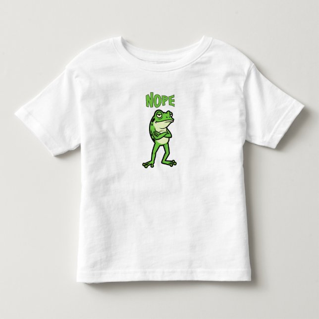 Camiseta Infantil Funny Sassy Frog Nope, Grumpy Toads Cartoon Illus (Frente)