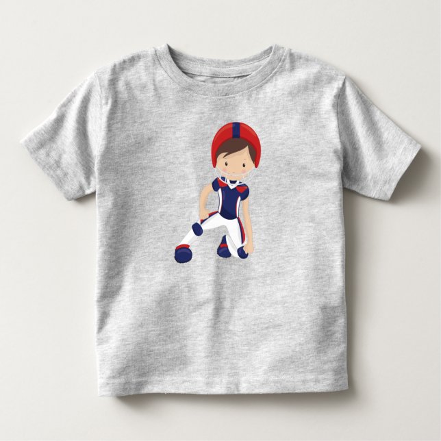 Camiseta Infantil Futebol Americano, Menino Bonito, Cabelo Castanho, (Frente)