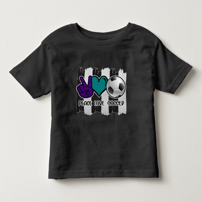 Camiseta Infantil Futebol de amor à paz em branco e preto (Frente)