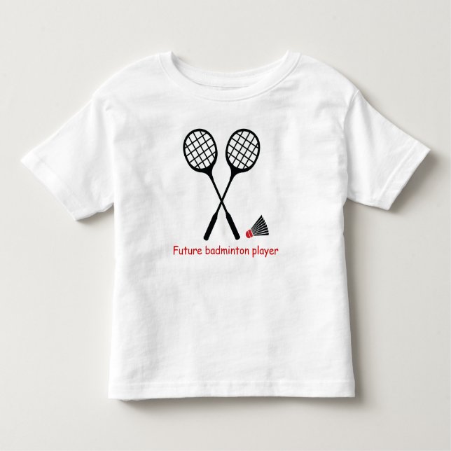 Camiseta Infantil Futuro jogador de embotamento, raquete e shuttleco (Frente)