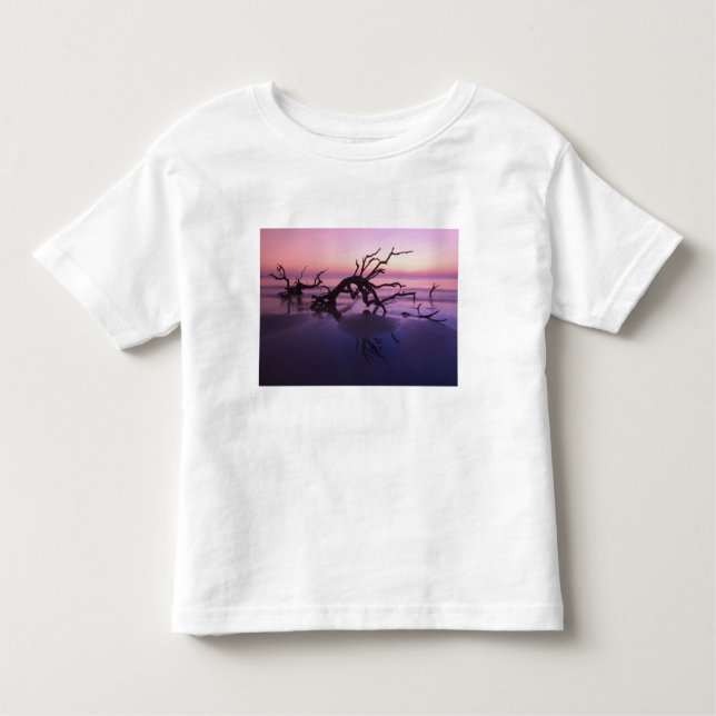 Camiseta Infantil GA Ilha de Jekyll, Cemitério de Árvore na praia (Frente)