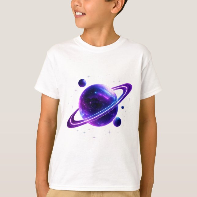 Camiseta Infantil Galáxia Planeta Espaço (Frente)