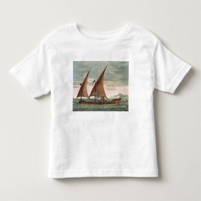 Camiseta Infantil Galera sob a vela, padrão de voo do Commande (Frente)