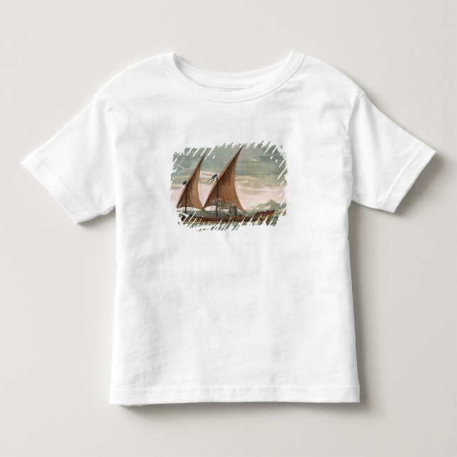 Camiseta Infantil Galera sob a vela, padrão de voo do Commande (Frente)