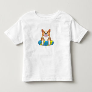 Camiseta Infantil Galês Corgi em Nadação com conselho de Nadaçã