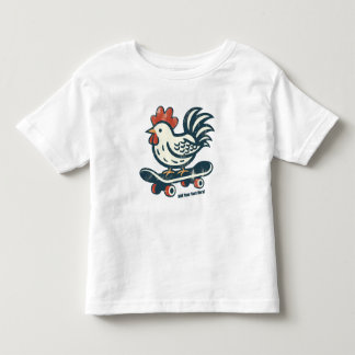 Camiseta Infantil Galinha de Fazenda de Skateboard Engraçado Persona