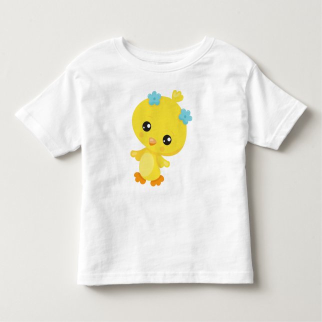 Camiseta Infantil Galinha Gelada, Galinha Bebê, Pintinho, Flores (Frente)