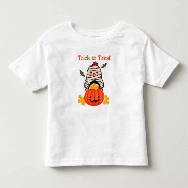 Camiseta Infantil Galinha Mamã com Balde de Abóbora (Frente)